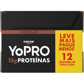 Bebida Láctea Yopro Uht Chocolate 15g de Proteínas 250ml - 12 unidades
