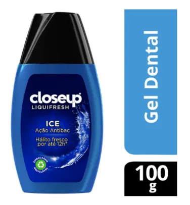 Pasta de Dente em Gel Closeup Liquifresh Ice Antibacteriano com Flúor de 100g