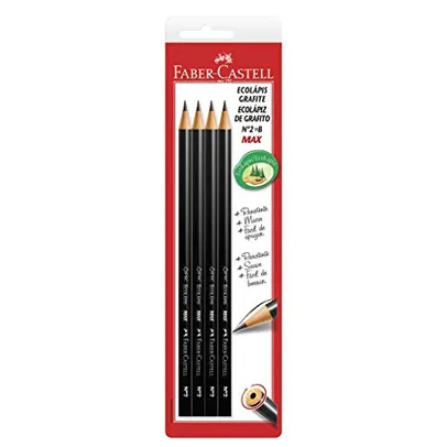 [Leve +Por- R$3] Faber-Castell SM/1205 EcoLápis Max - Lápis Grafite Nº 2B Redondo, 4 Unidades