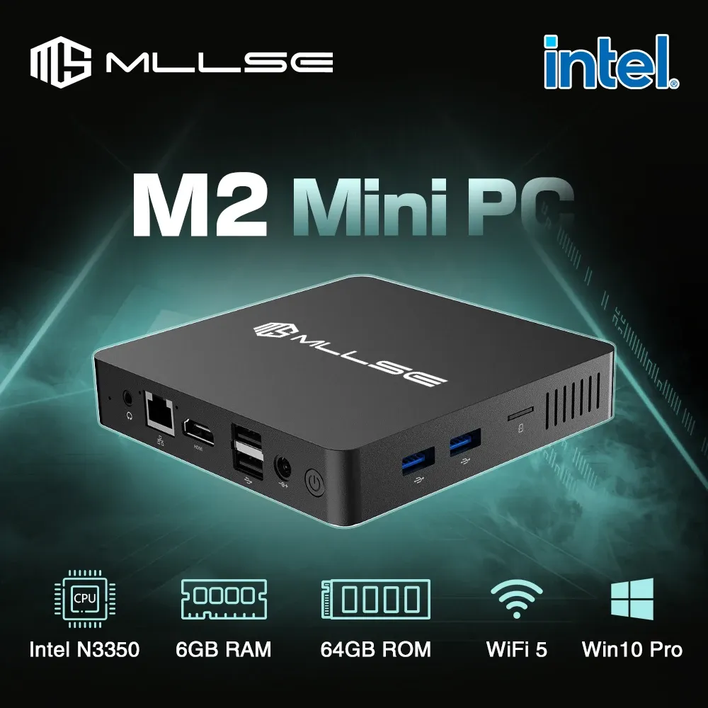 [Moedas R$251] Mini PC MLLSE M2 com CPU N3350, 6GB RAM/64GB SSD, Windows 10, Wifi, Bluetooth