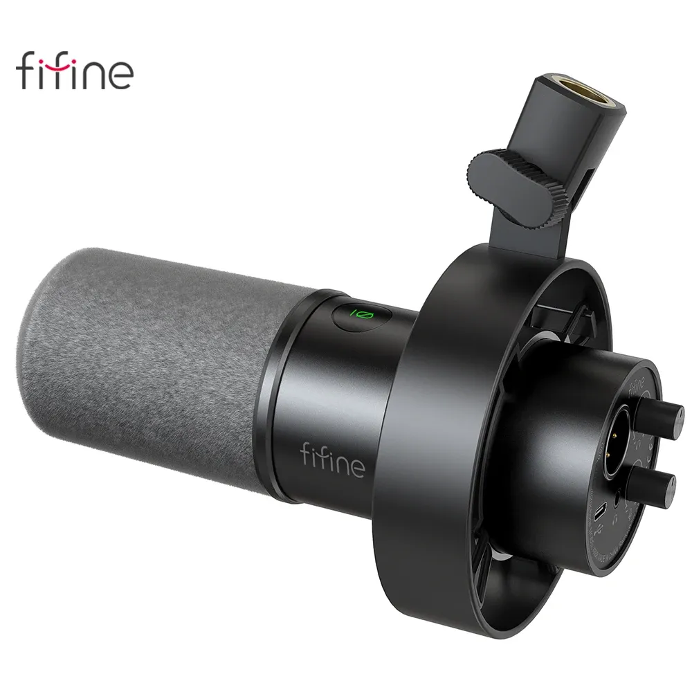 [Moedas R$130] Microfone Dinâmico Fifine K688, com conexão USB e XLR - Botão de mudo, Controle de volume, Controle de ganho