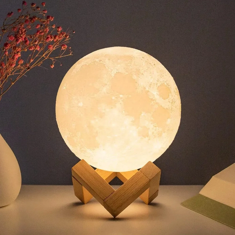 Mini Lâmpada de Lua Decorativa com Suporte