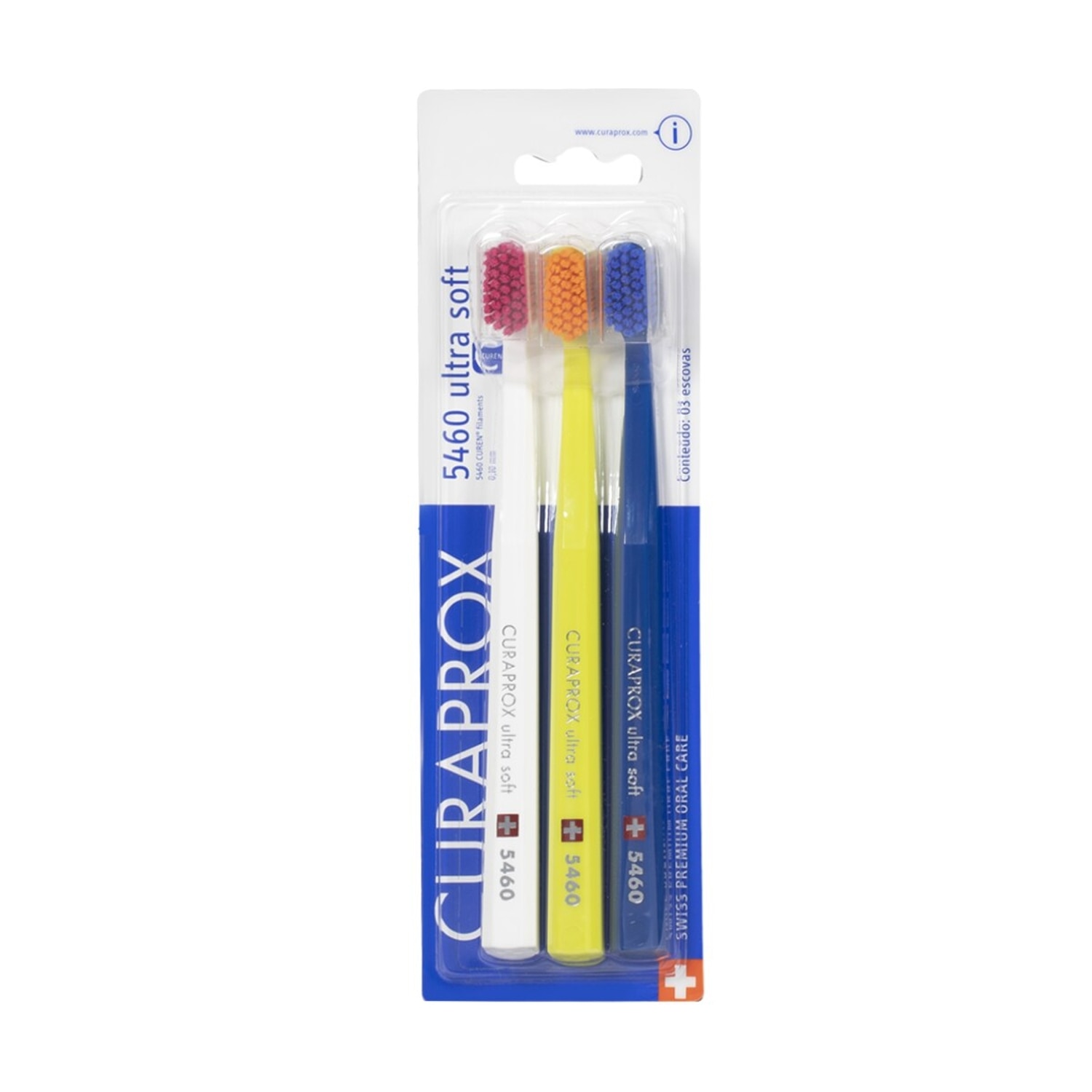 Escova Dental Curaprox 5460 Ultra Soft 3 Unidades Cores Sortidas