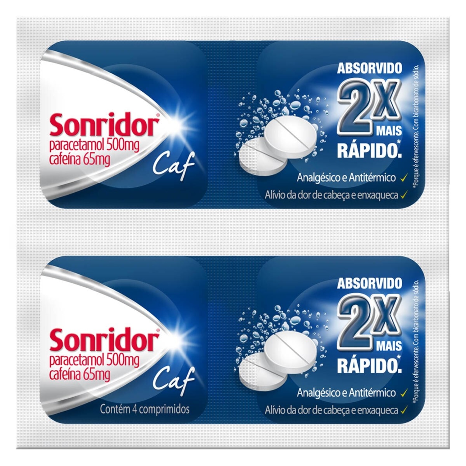 Sonridor Caf 500mg + 65mg 4 Comprimidos Efervescentes