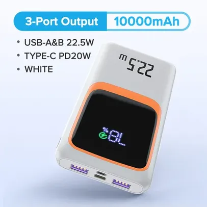 (moedas) Power Bank 10000mAh PD 22.5W QOOVI