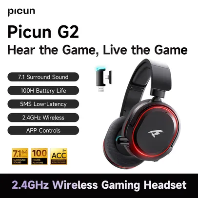 [Moedas R$ 67] Headset Gamer Sem Fio Picu