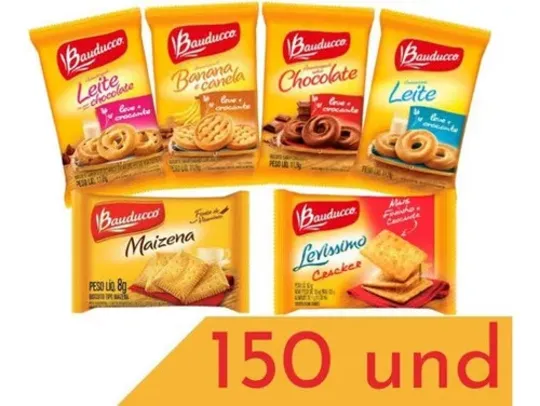 Biscoitos Em Sache Individual Bauducco Sabores Bolacha 150un