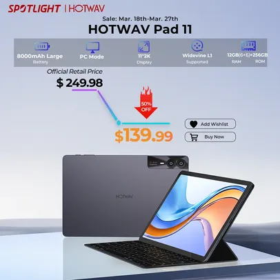 Monitor HOTWAV Pad 11 Tablet 6GB + 256GB 32% OFF