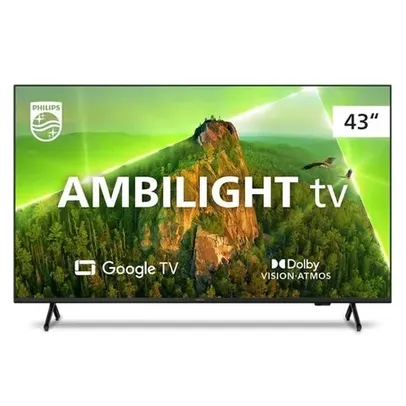 Smart TV 43 Philips Ambilight 4K Google TV Comando de Voz Dolby Vision Atmos