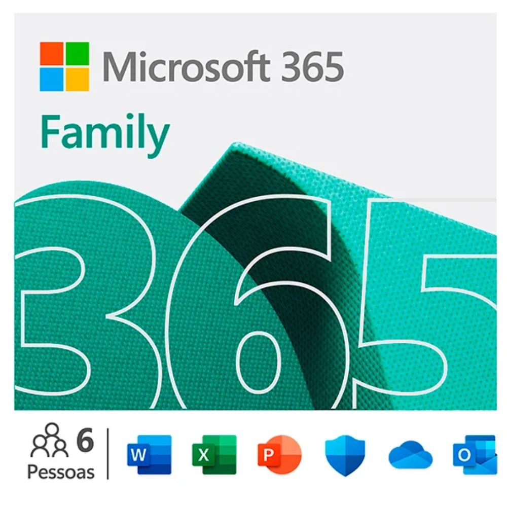Licença Microsoft Office 365 15 Meses (12+3 Meses Grátis) Family 6 dispositivos 1tb Nuvem ESD Digital - 6GQ-01405