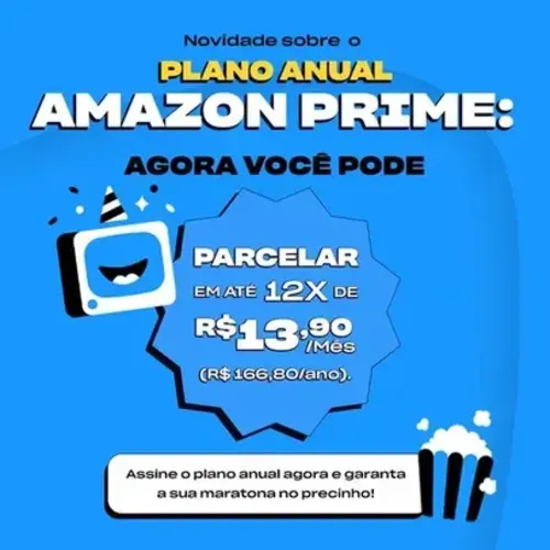 Plano Anual Amazon PRIME Parcelado em 12x Sem Juros