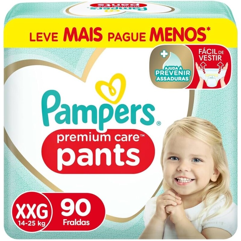 Pampers Pants Premium Care Fralda Fácil de Vestir XXG 90 Unidades
