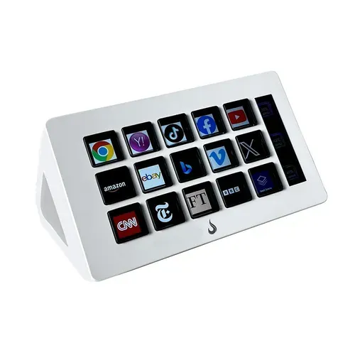 APP - Mesa Controladora Rise Mode Streaming Vision 01, 15 Teclas LCD, USB, Branco - RM-MC-01-W