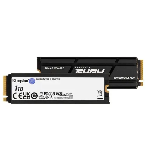 (Prime Ninja) SSD 1TB Kingston Fury Renegade com Dissipador, PCIe 4.0 NVMe M.2, Gen4x4, Leitura: 7300MB/s e Gravação: 6000MB/s, Preto,- SFYRSK/1000G