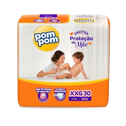 [rec/Leve 2] Fralda Pom Pom Protek Proteção de Mãe Mega XXG 30 Unidades