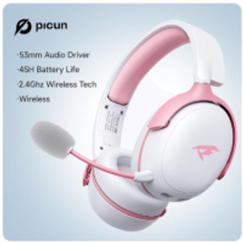 Headset Gamer Sem Fio Picun G3 53mm 2.4GHz Baixa Latência Pink