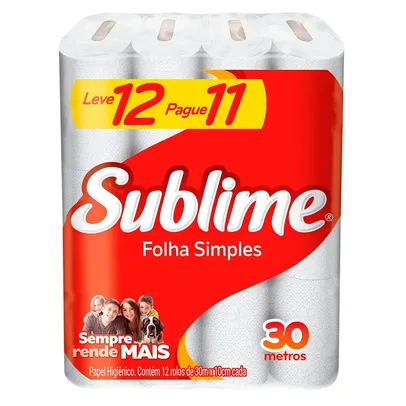 [Do Brasil] Papel Higienico Folha Simples Sublime L12P11 Rolos