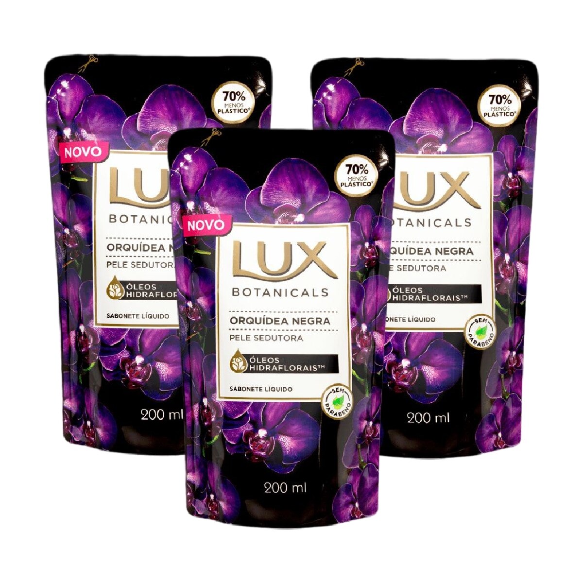 Kit 3 Unidades Sabonete Lquido Lux Botanicals Orqudea Negra Refil 200ml