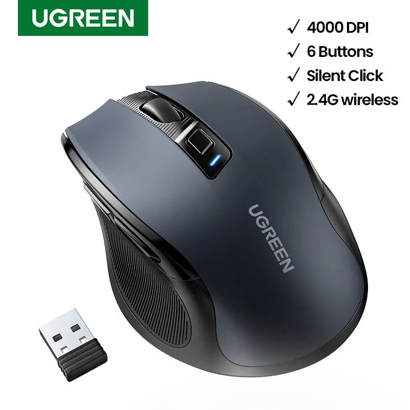 [Taxa Inclusa/ Moedas 🔥R$44,10] UGREEN-Mouse ergonômico sem fio, silencioso, 4000 DPI, 6 botões, 2.4G