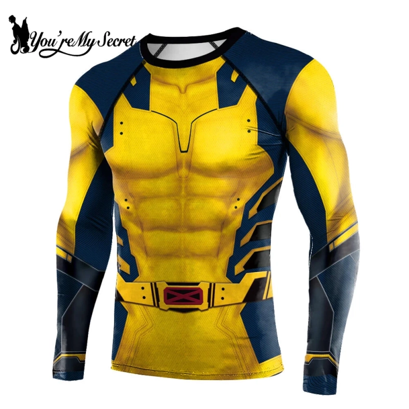 Camisa de Compressão Deadpool e Wolverine Cosplay
