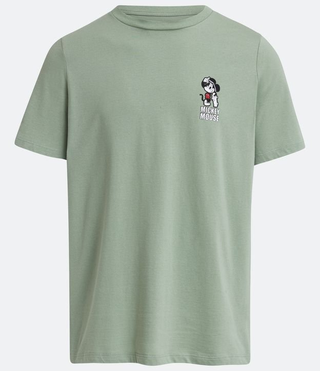 Camiseta em Meia Malha com Estampa do Mickey de Skate