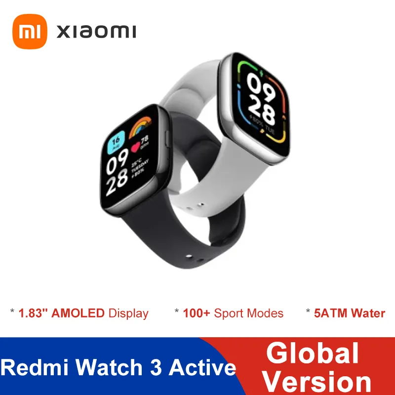 [Taxa Inclusa] Xiaomi-Redmi Watch 3 Active, Versão Global, Display 1.83 com moedas