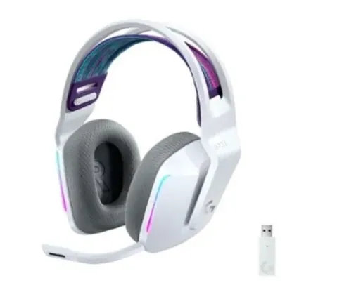 Headset Gamer Sem Fio Logitech G733 7.1 Dolby Surround RGB LIGHTSYNC, Blue VOICE para PC e PlayStation, Branco - 981-000882