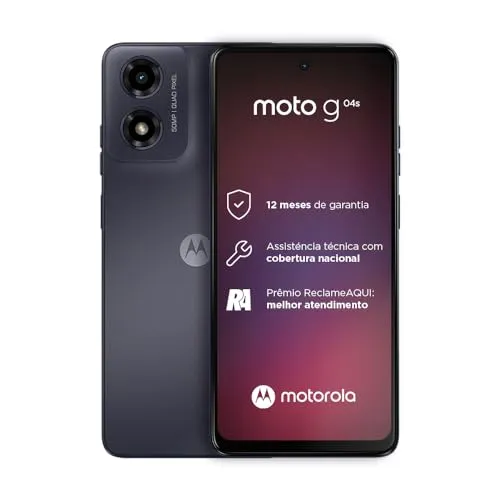 [PRIME] Smartphone Motorola Moto G04s - 128GB 8GB Ram Boost Camera 16MP com sensor Moto AI FPS lateral Grafite