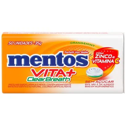 Pastilha Mentos Vita+ Clear Breath Sem Açúcar Orangemint Lata 35g c 50 Pastilhas - Perfetti