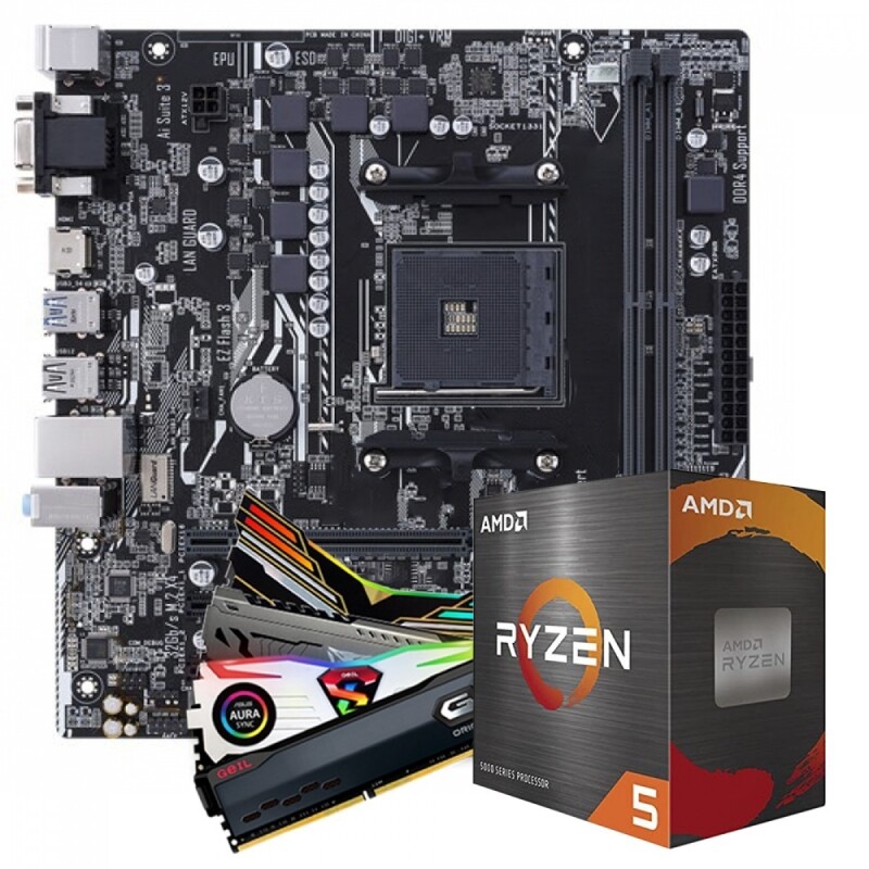 Kit Upgrade Processador Ryzen 5-5600X + Placa Mãe Biostar A520MH + Memória RAM 16GB (2x8GB) DDR4 - Upgrade572