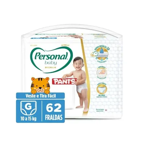 Personal Fralda Baby Premium Pants G, 62 Unidades (1,05 a tira na recorrência)