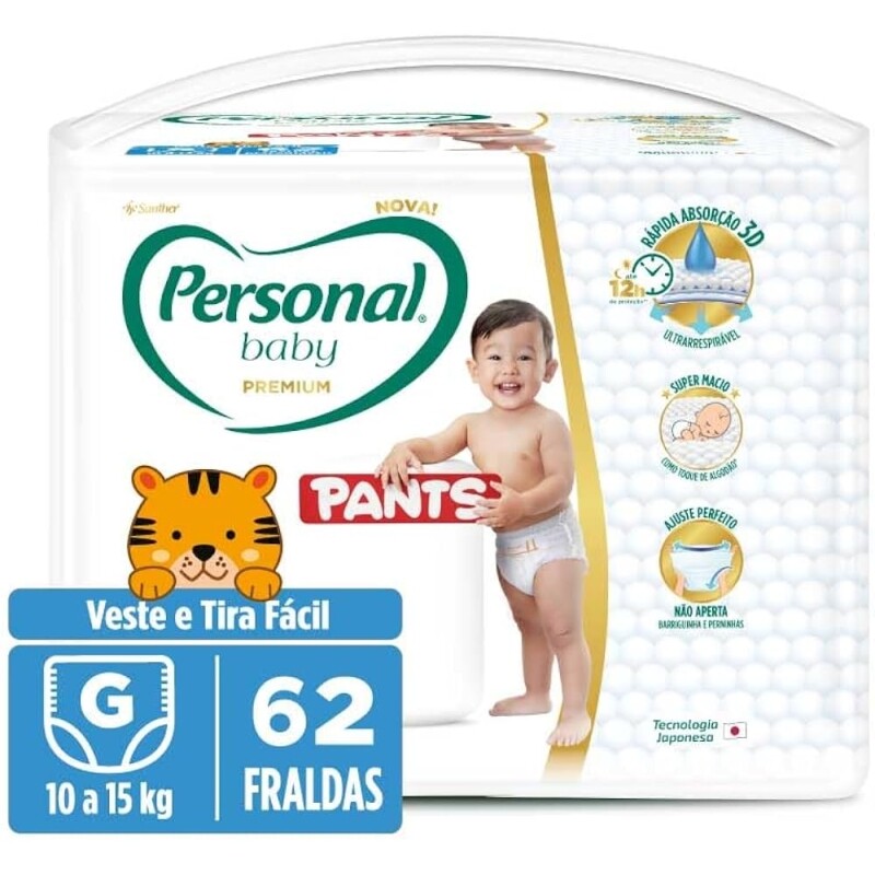 Personal Fralda Baby Premium Pants G 62 Unidades