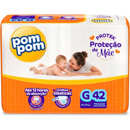 Fralda Pom Pom Protek Proteção de Mãe Mega G 42 Unidades