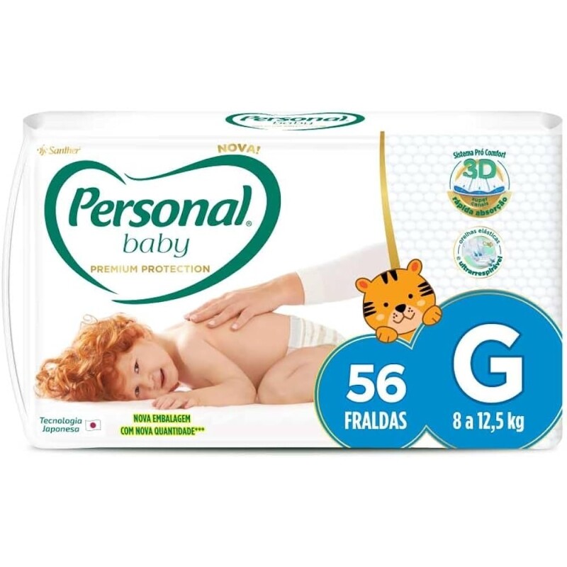 Personal Fralda Baby Premium Protection G 56 Unidades