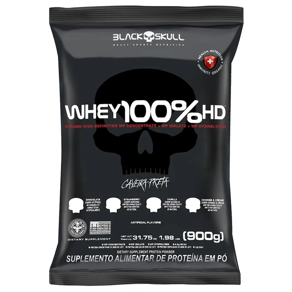 Whey 100% HD Whey Protein 900g Sabores - Black Skull