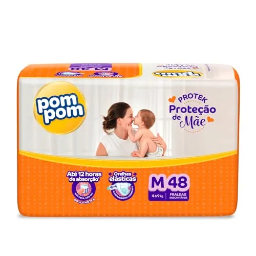 [PRIME DAY] Fralda Pom Pom Protek Proteção de Mãe Mega M 48 Unidades