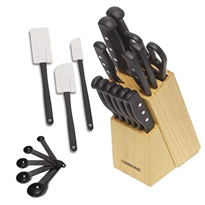 Conjunto de facas e utensílios de cozinha de aço inoxidável de alto carbono Farberware, preto
