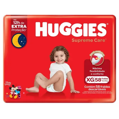 Fralda Infantil Huggies Supreme Care XG - 58 Unidades