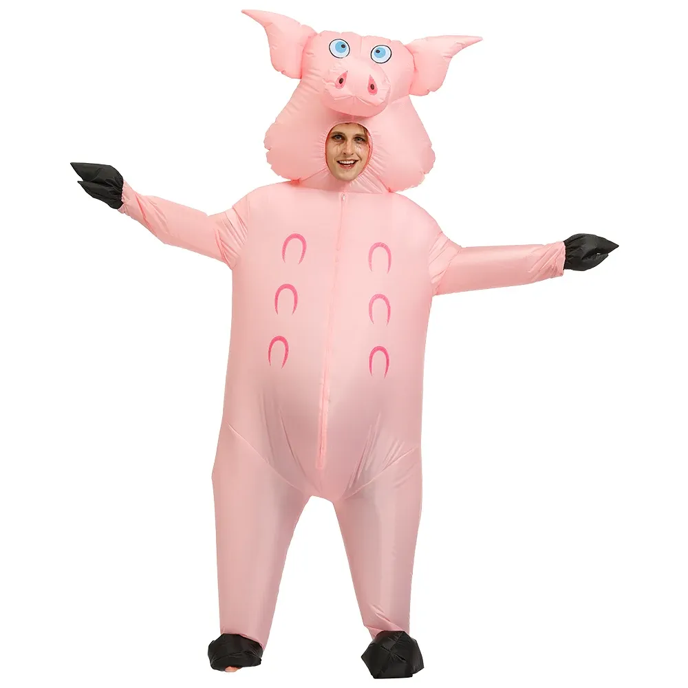 Fantasias infláveis de porco rosa para adultos
