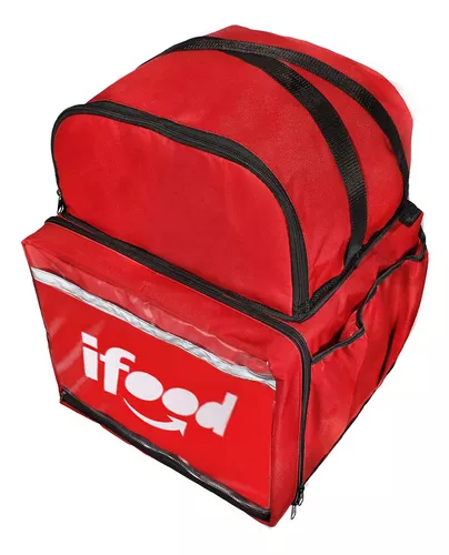 Mochila Motoboy Ifood Bag Big Bolsão - Alça Em Couro - Preta ou Vermelha