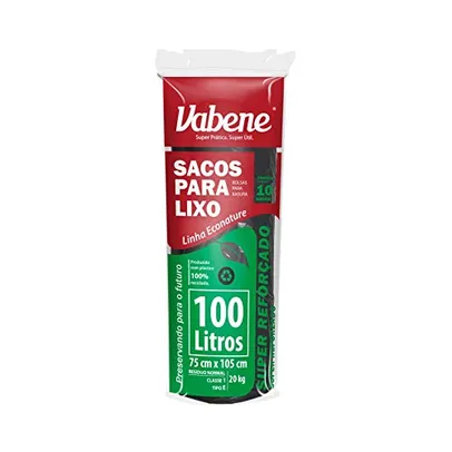 10 pacotes Vabene Saco De Lixo Extra Forte Preto 100L - 10 Sacos
