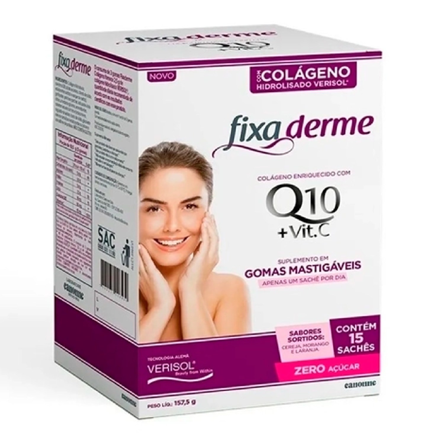 Fixa Derme Q10 + Vit. C Colageno Hidrolisado em Gomas Mastigaveis 15 Saches