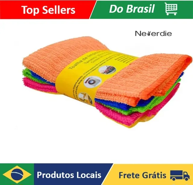 [Do 🇧🇷/ Moedas 🔥R$9,73] 10 un Pano Microfibra Automotiva Flanela Anti-risco 30x30