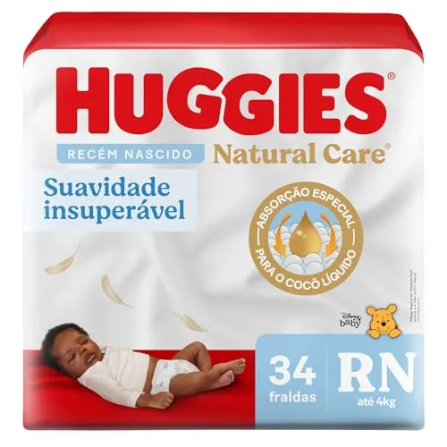 (Rec)Huggies Fralda Premium Natural Care RN 34 Un (Embalagem pode variar)