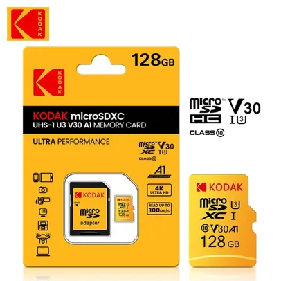 [Taxa Inclusa] Kodak-Cartão Micro SD Original, Cartão de Memória Classe 10, 64GB