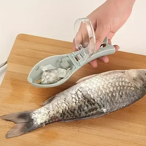 Removedor de Escamas de Peixe de Plástico com Recipiente de Armazenamento Integrado