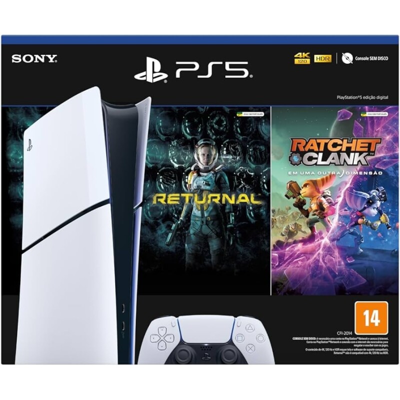 Console Playstation 5 Slim Edição Digital + Jogos Returnal + Ratchet & Clank