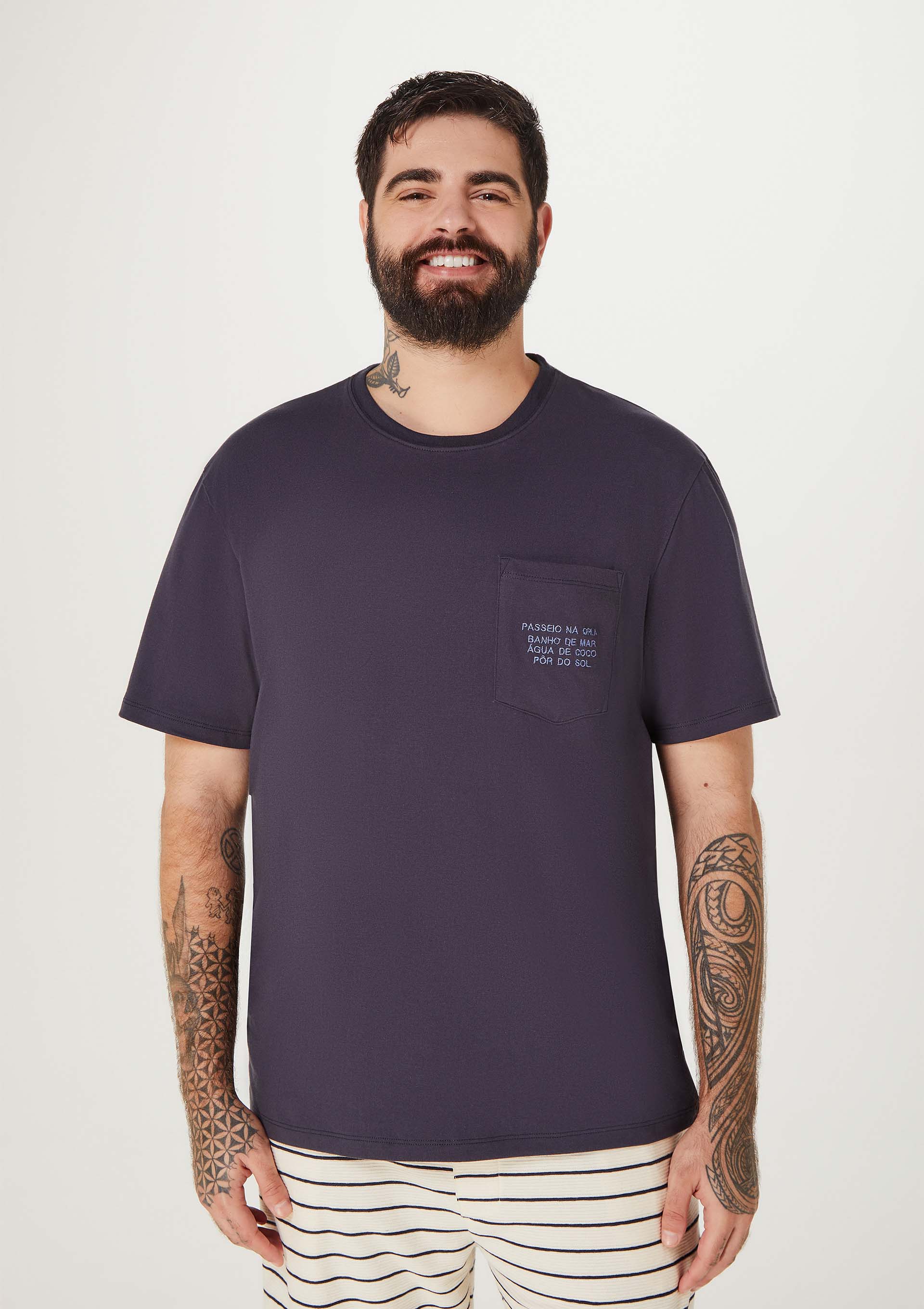 Camiseta Masculina Super Cotton Com Estampa - Azul (P e M )