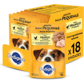 Pack Ração Úmida Pedigree Sachê Frango ao Molho para Cães Adultos de Raças Pequenas 100 g - 18 unidades