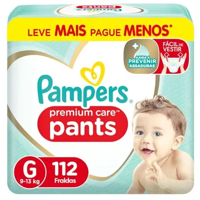 (3 UNIDADES)Pampers Pants Premium Care Fralda Fácil de Vestir G 112 Unidades